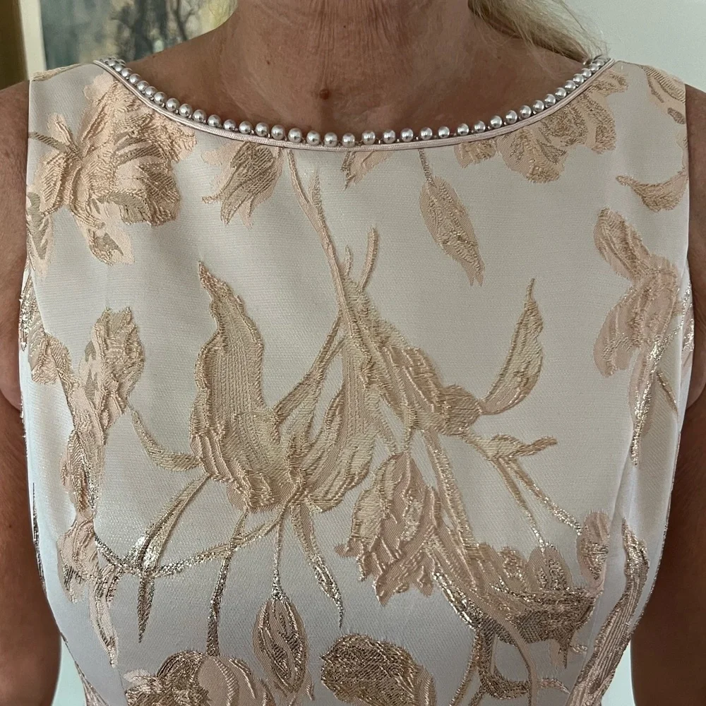 Adrianna Papell High Low Dress in Cream and Tan - Picture 5 of 6